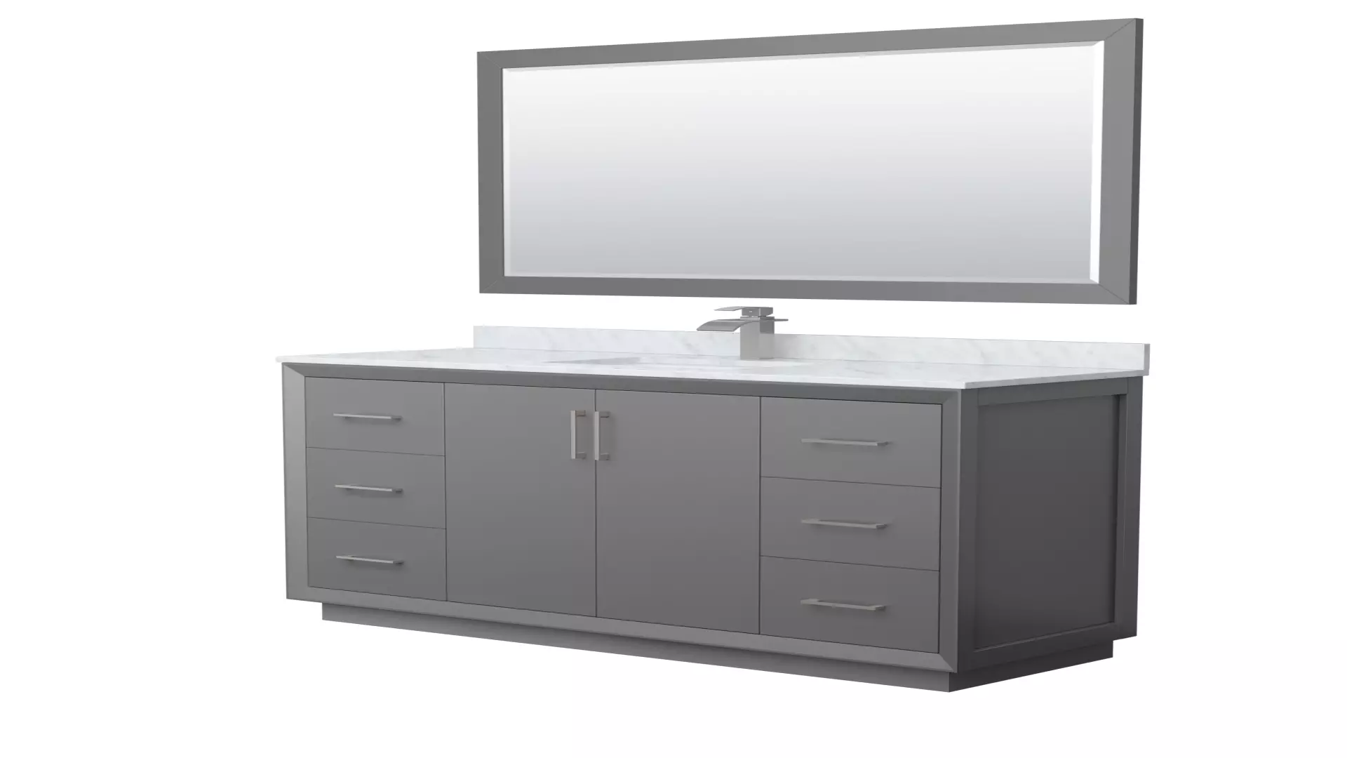 Strada 60 Inch Single Bathroom Vanity in Dark Gray, White Carrara Marble Countertop, Undermount Square Sink, Brushed Nickel Trim, 58 Inch Mirror material