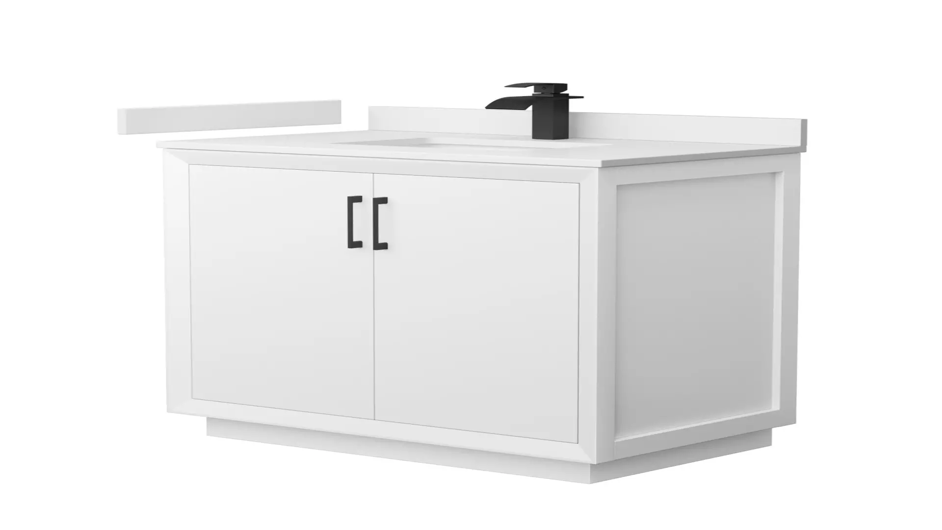 Strada 36 Inch Single Bathroom Vanity in White, White Cultured Marble Countertop, Undermount Square Sink, Matte Black Trim material