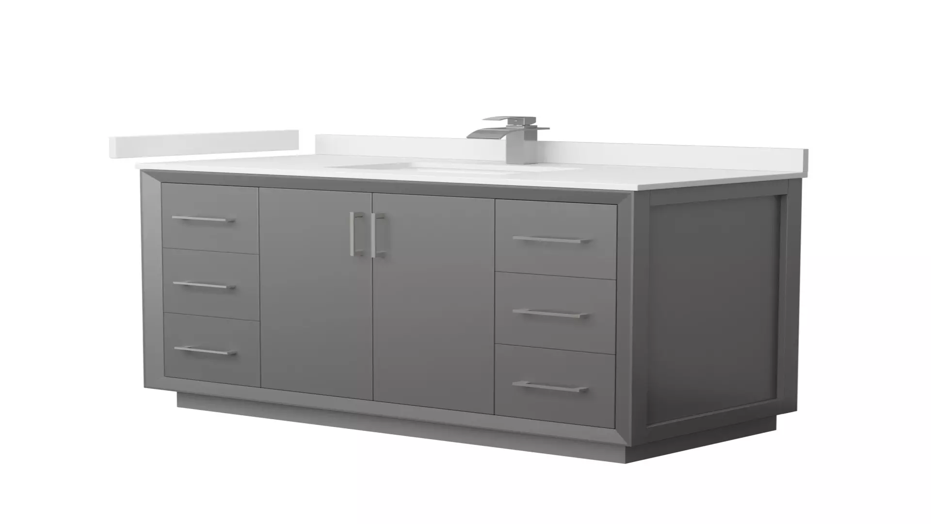 Strada 48 Inch Single Bathroom Vanity in Dark Gray, White Cultured Marble Countertop, Undermount Square Sink, Brushed Nickel Trim material