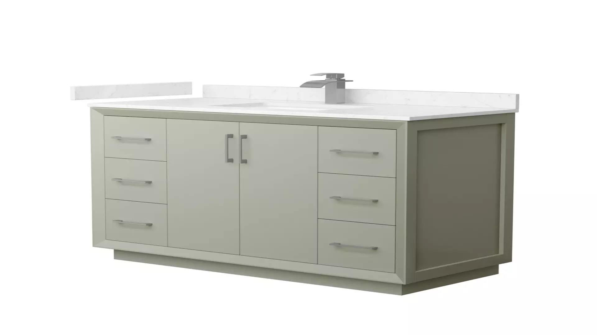 Strada 48 Inch Single Bathroom Vanity in Light Green, Carrara Cultured Marble Countertop, Undermount Square Sink, Brushed Nickel Trim material