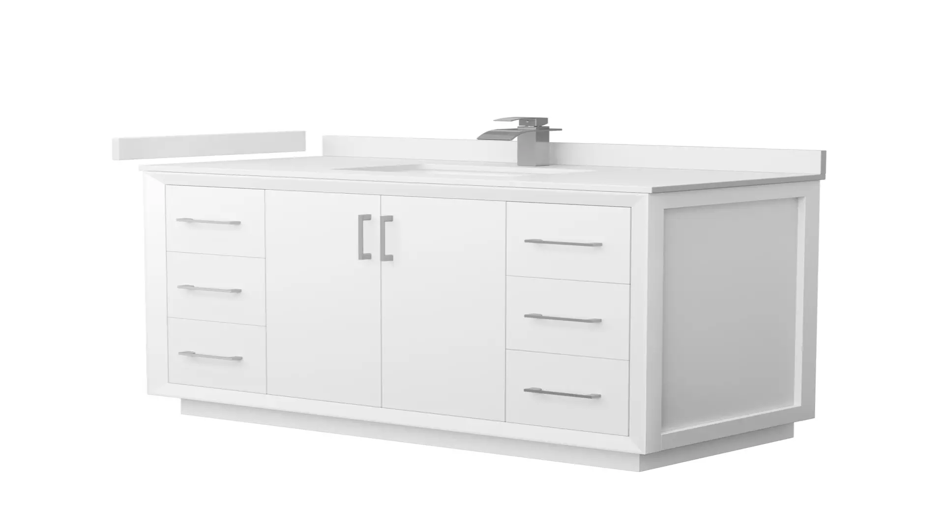 Strada 48 Inch Single Bathroom Vanity in White, White Cultured Marble Countertop, Undermount Square Sink, Brushed Nickel Trim material