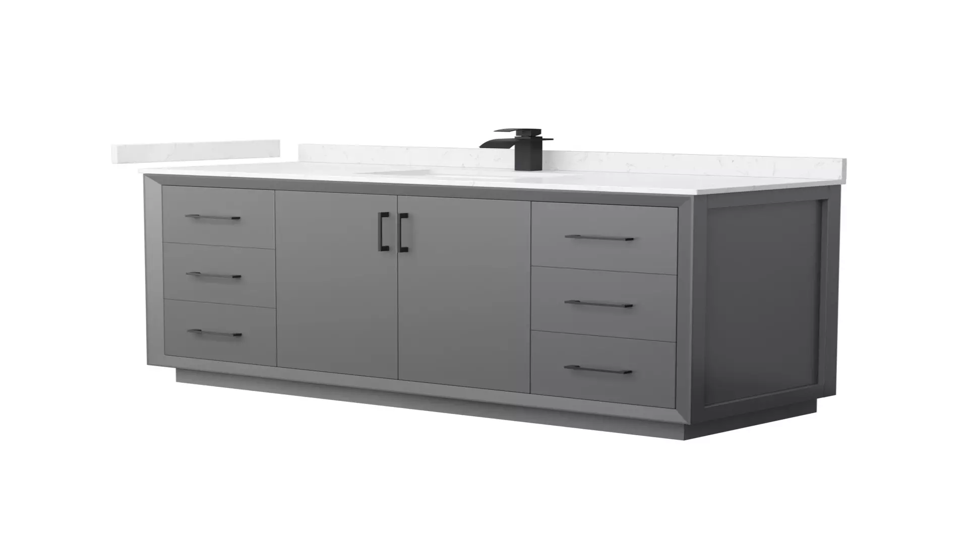 Strada 60 Inch Single Bathroom Vanity in Dark Gray, Carrara Cultured Marble Countertop, Undermount Square Sink, Matte Black Trim material