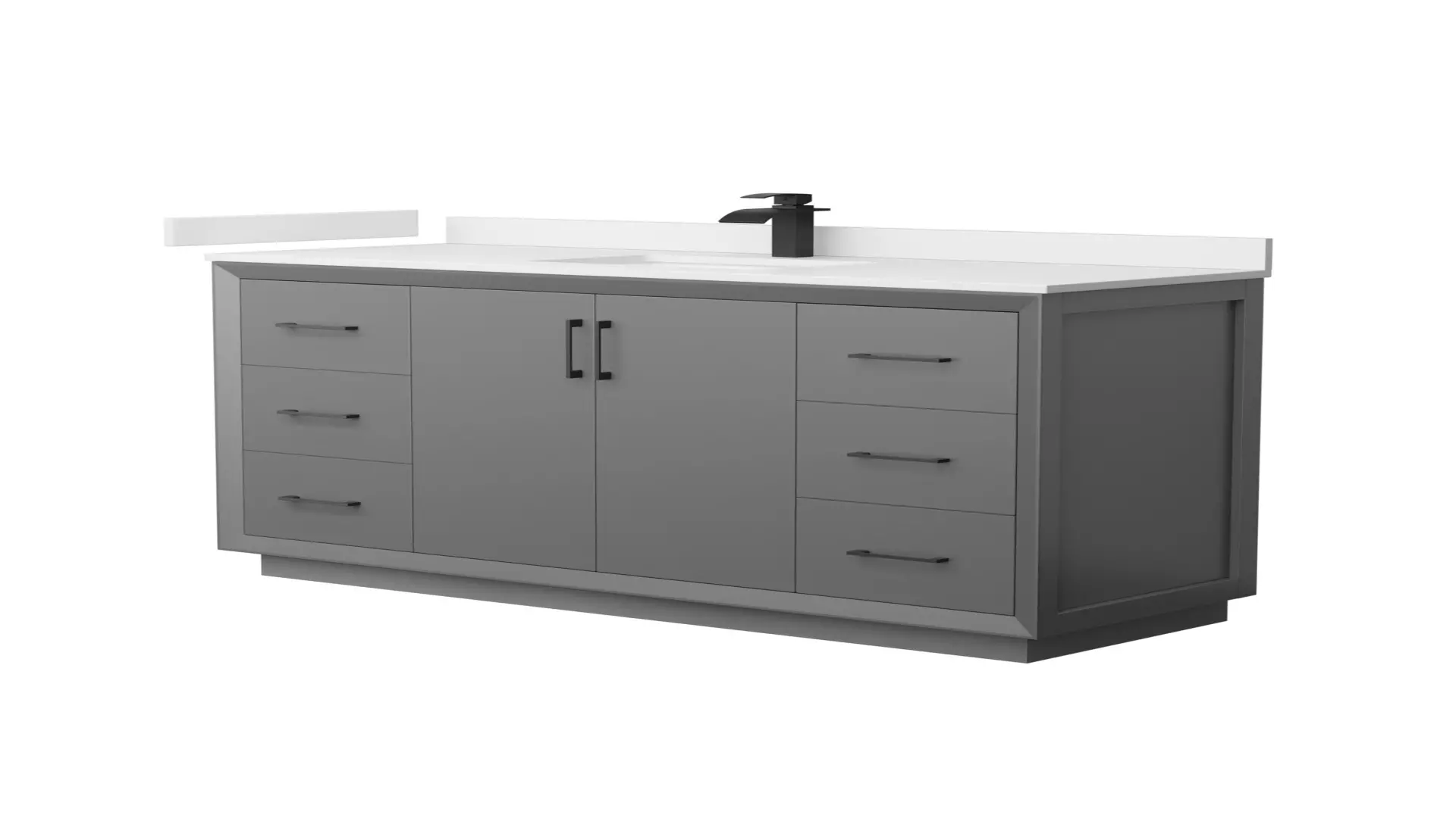 Strada 60 Inch Single Bathroom Vanity in Dark Gray, White Cultured Marble Countertop, Undermount Square Sink, Matte Black Trim material