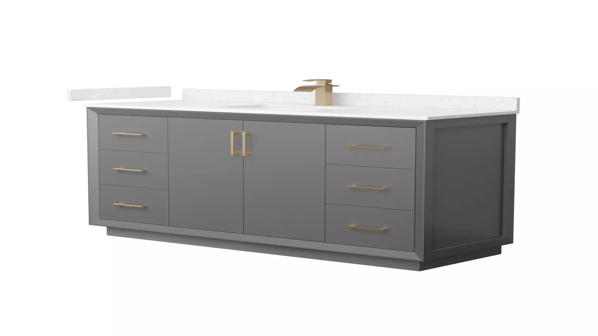 Strada 60 Inch Single Bathroom Vanity in Dark Gray, Carrara Cultured Marble Countertop, Undermount Square Sink, Satin Bronze Trim material