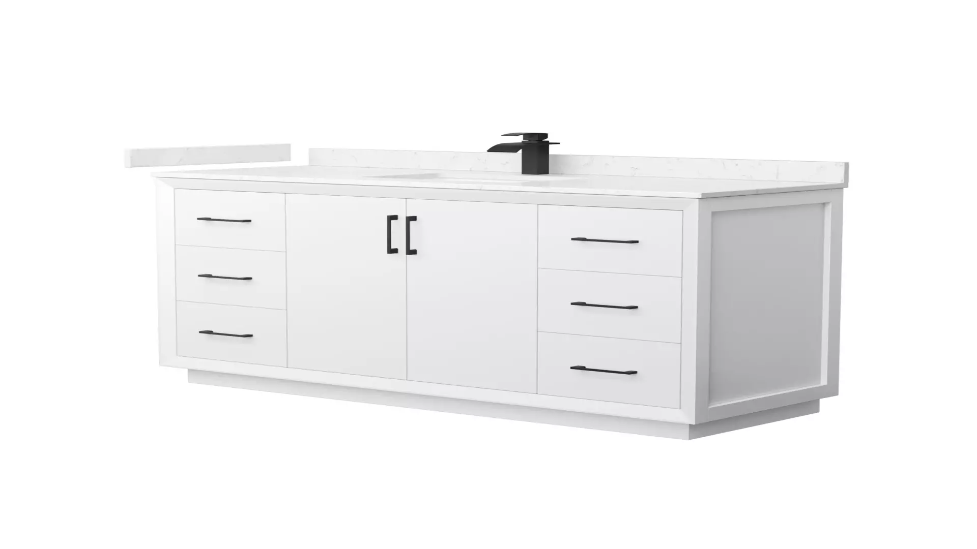 Strada 60 Inch Single Bathroom Vanity in White, Carrara Cultured Marble Countertop, Undermount Square Sink, Matte Black Trim material