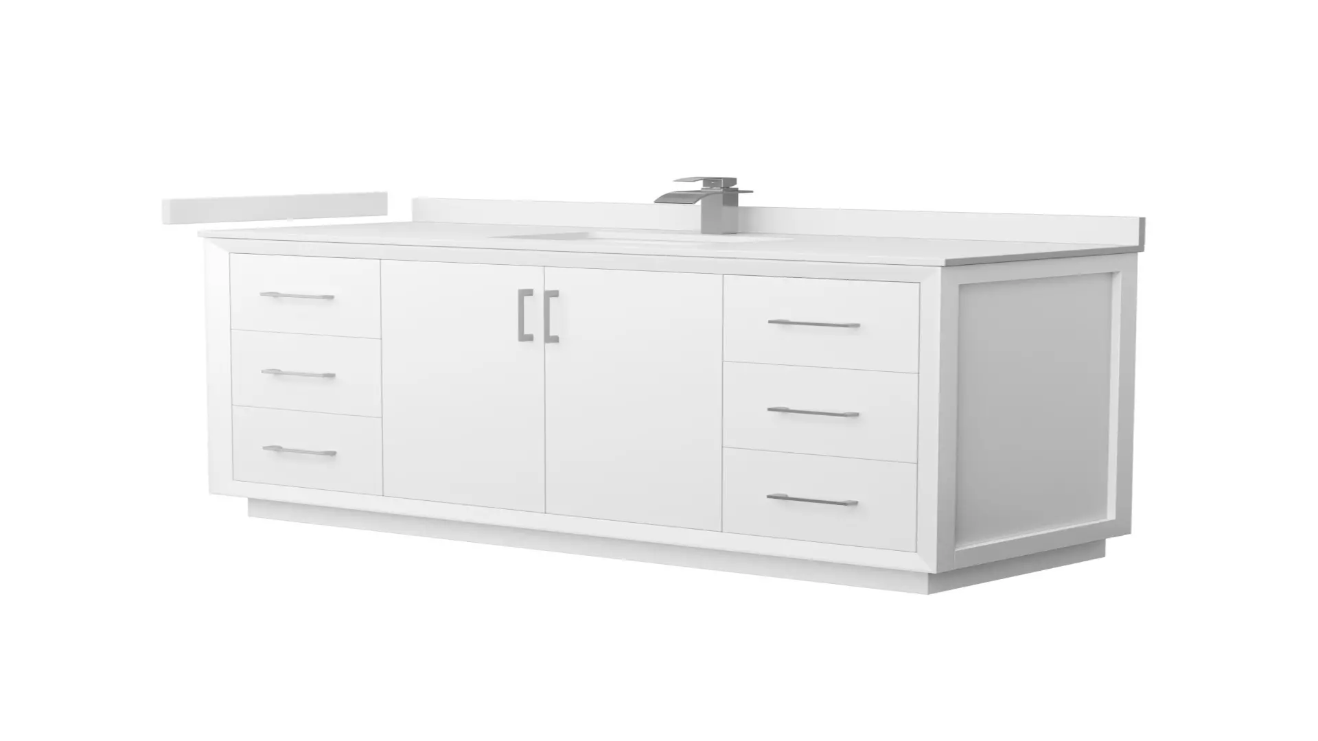 Strada 60 Inch Single Bathroom Vanity in White, White Cultured Marble Countertop, Undermount Square Sink, Brushed Nickel Trim material