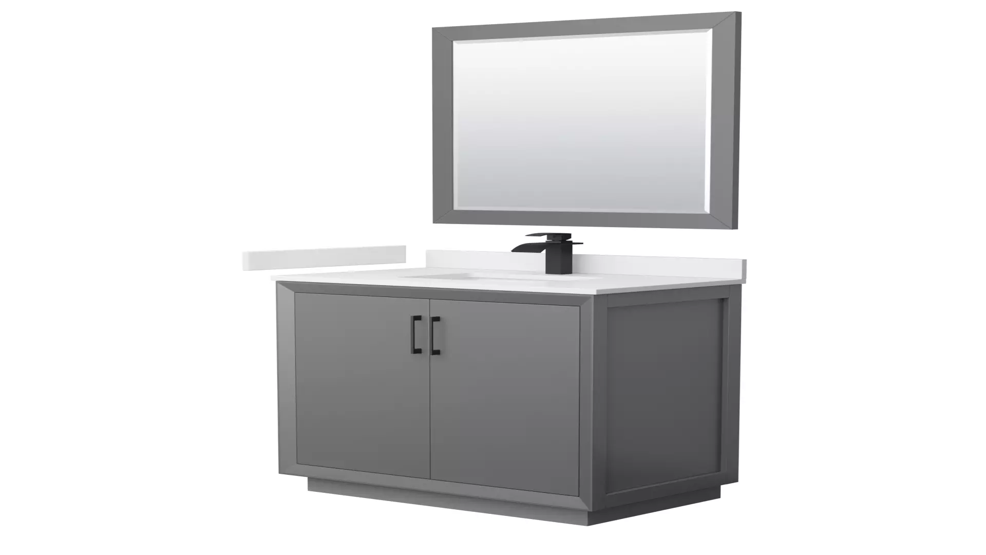 Strada 36 Inch Single Bathroom Vanity in Dark Gray, White Cultured Marble Countertop, Undermount Square Sink, Matte Black Trim, 34 Inch Mirror material