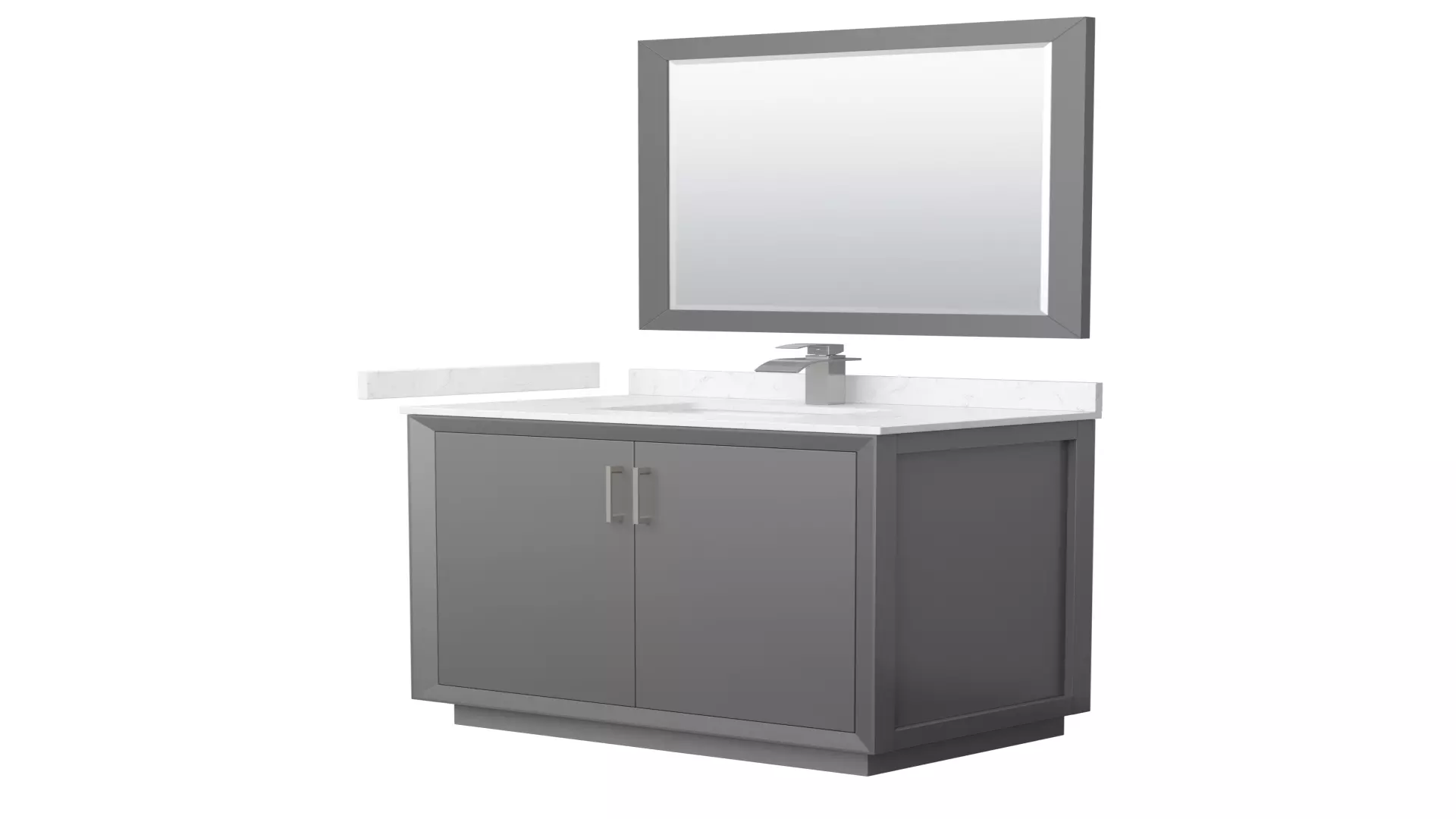 Strada 36 Inch Single Bathroom Vanity in Dark Gray, Carrara Cultured Marble Countertop, Undermount Square Sink, Brushed Nickel Trim, 34 Inch Mirror material