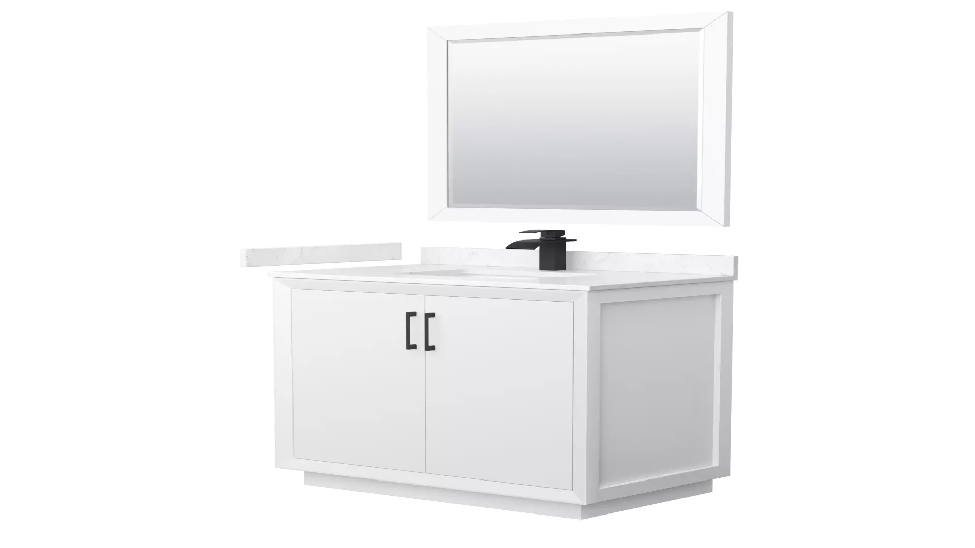 Strada 36 Inch Single Bathroom Vanity in White, Carrara Cultured Marble Countertop, Undermount Square Sink, Matte Black Trim, 34 Inch Mirror material