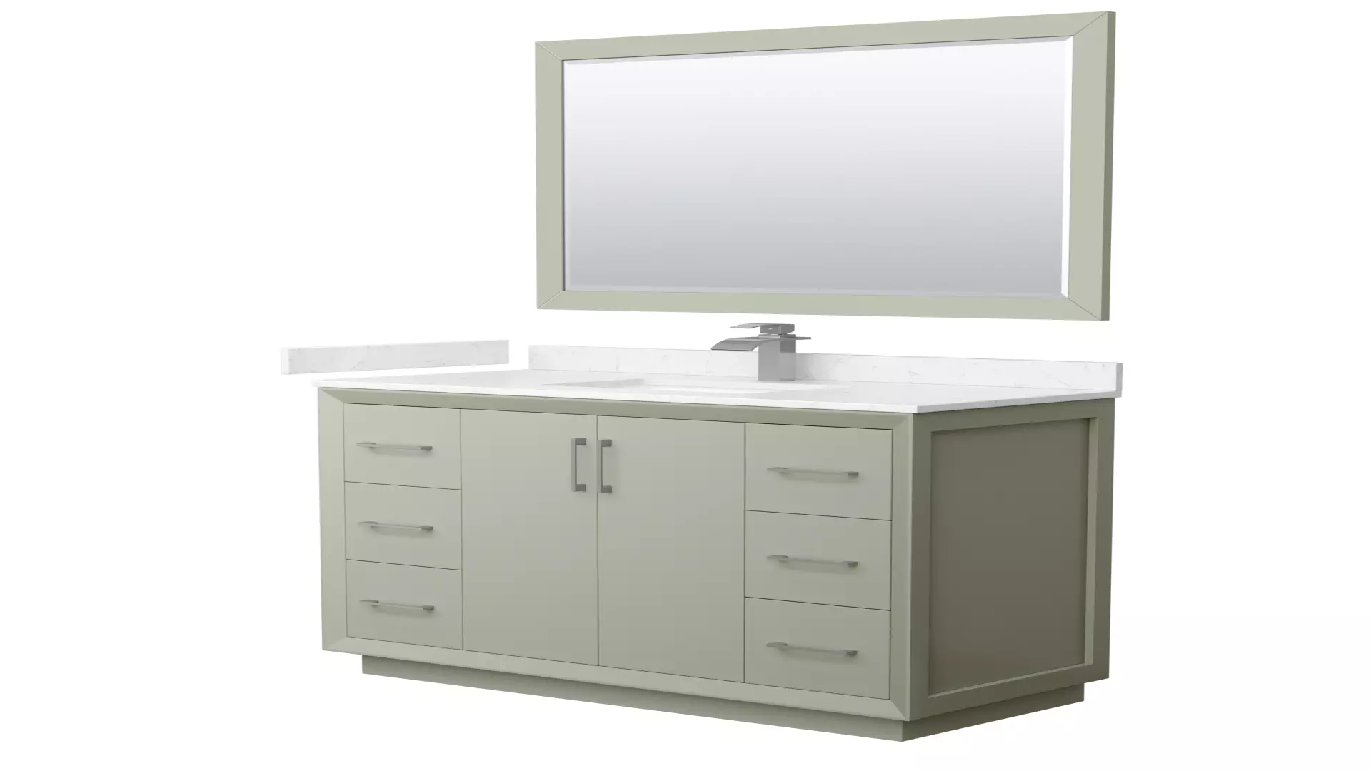 Strada 48 Inch Single Bathroom Vanity in Light Green, Carrara Cultured Marble Countertop, Undermount Square Sink, Brushed Nickel Trim, 46 Inch Mirror material