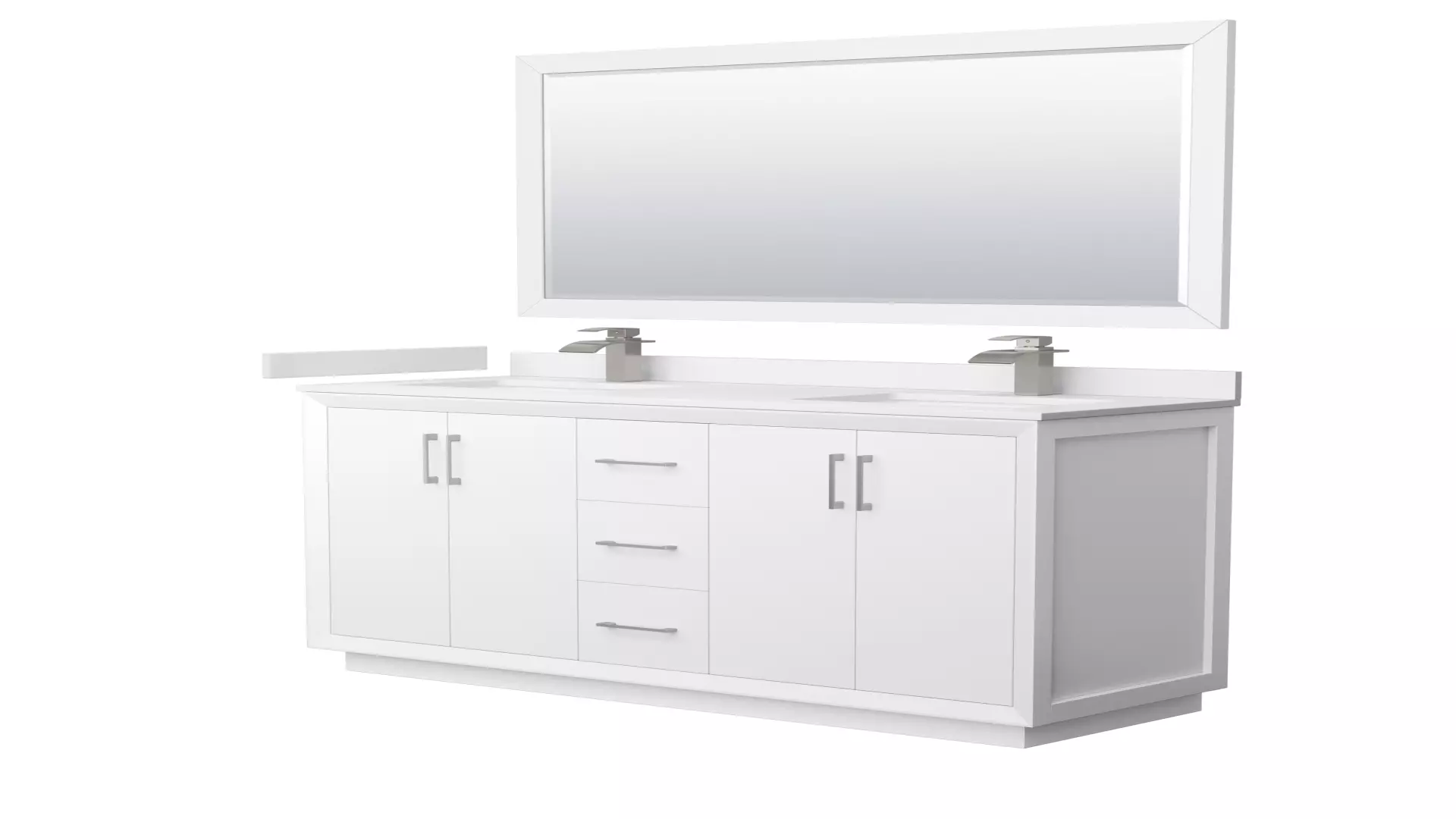 Strada 60 Inch Double Bathroom Vanity in White, White Cultured Marble Countertop, Undermount Square Sink, Brushed Nickel Trim, 58 Inch Mirror material