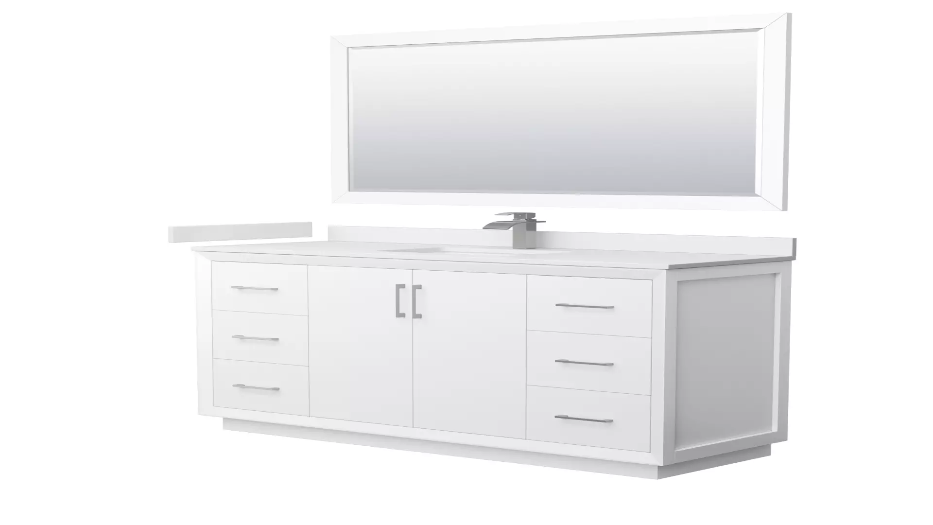 Strada 60 Inch Single Bathroom Vanity in White, White Cultured Marble Countertop, Undermount Square Sink, Brushed Nickel Trim, 58 Inch Mirror material