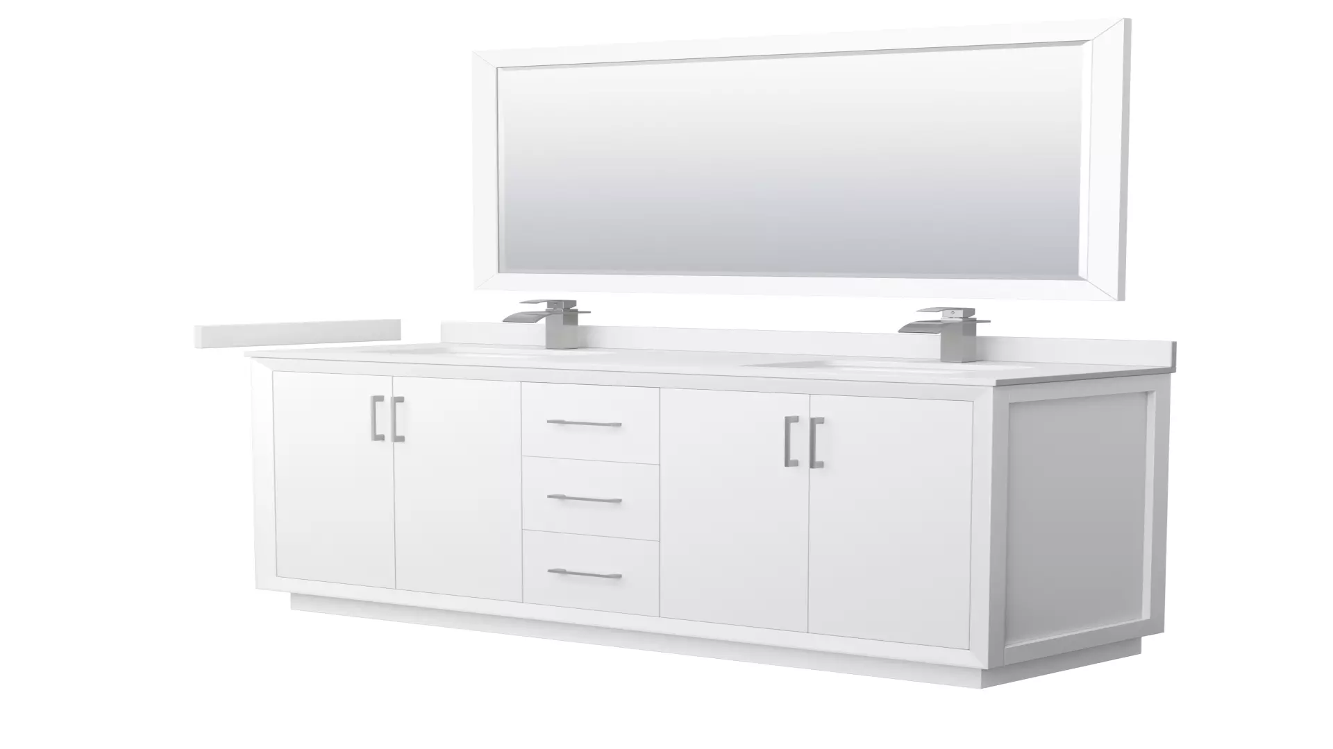 Strada 66 Inch Double Bathroom Vanity in White, White Cultured Marble Countertop, Undermount Square Sink, Brushed Nickel Trim, 58 Inch Mirror material