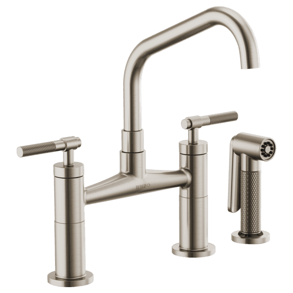 Brizo Litze®: Bridge Faucet with Angled Spout and Knurled Handle material
