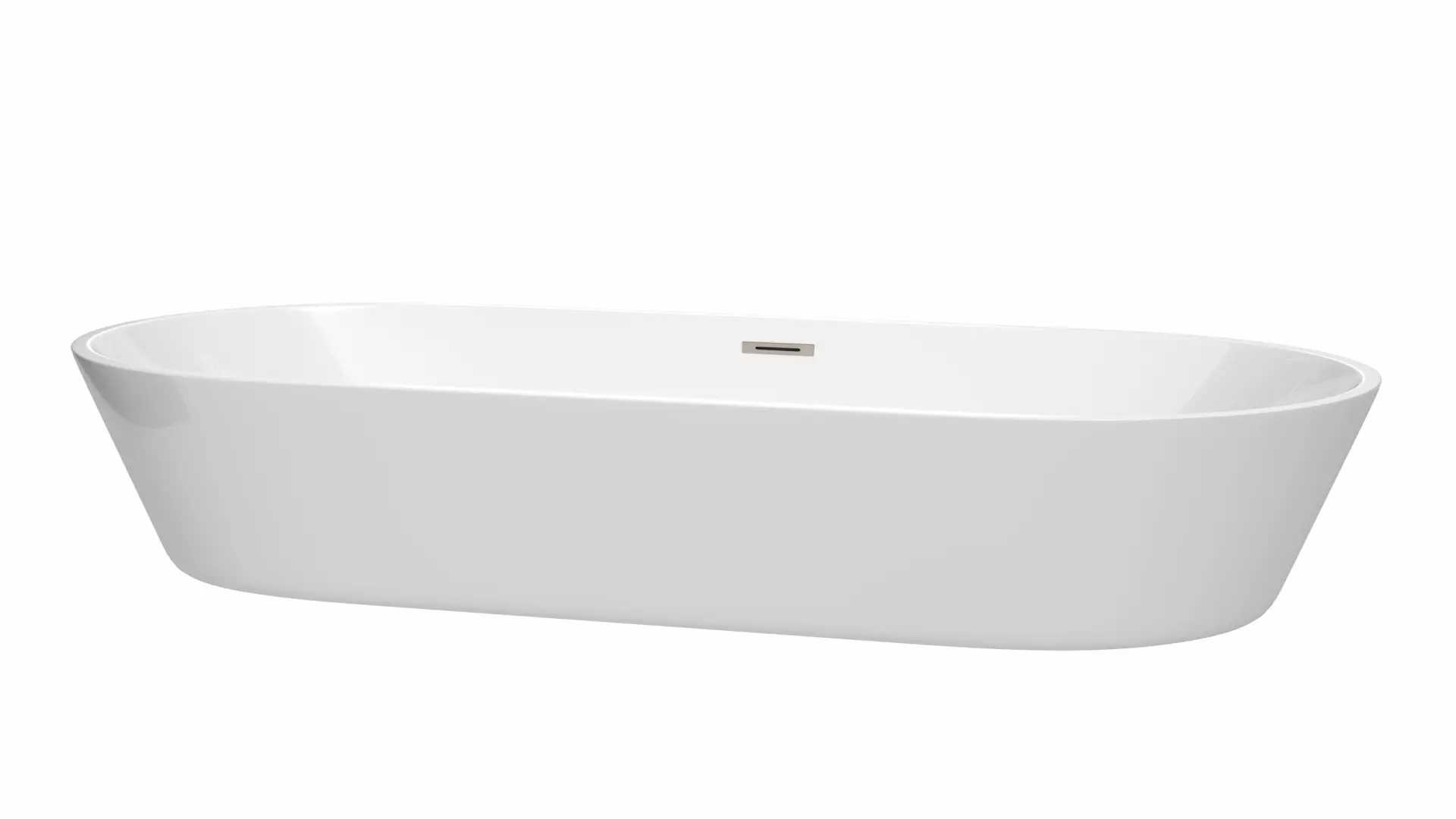 Carissa 71 Inch Freestanding Bathtub in White with Brushed Nickel Drain and Overflow Trim material