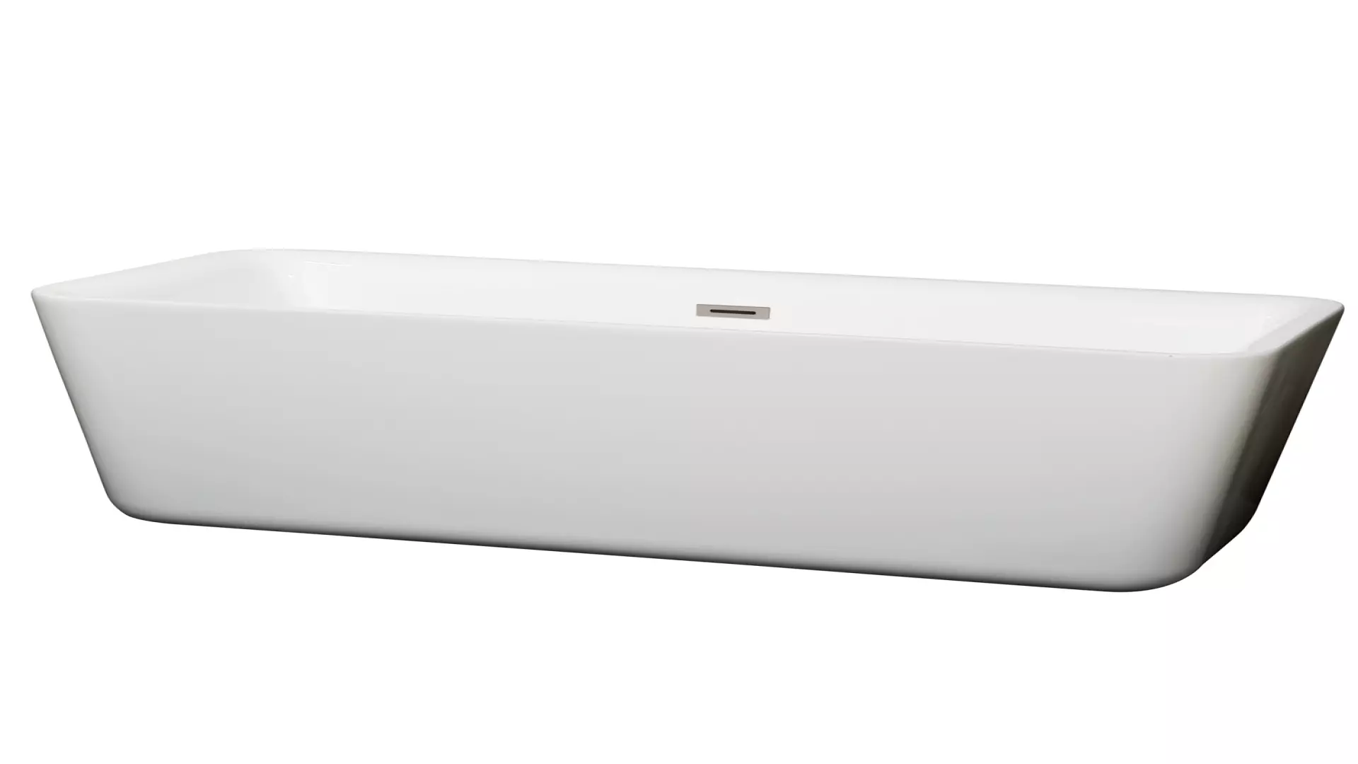 Emily 69 Inch Freestanding Bathtub in White with Brushed Nickel Drain and Overflow Trim material