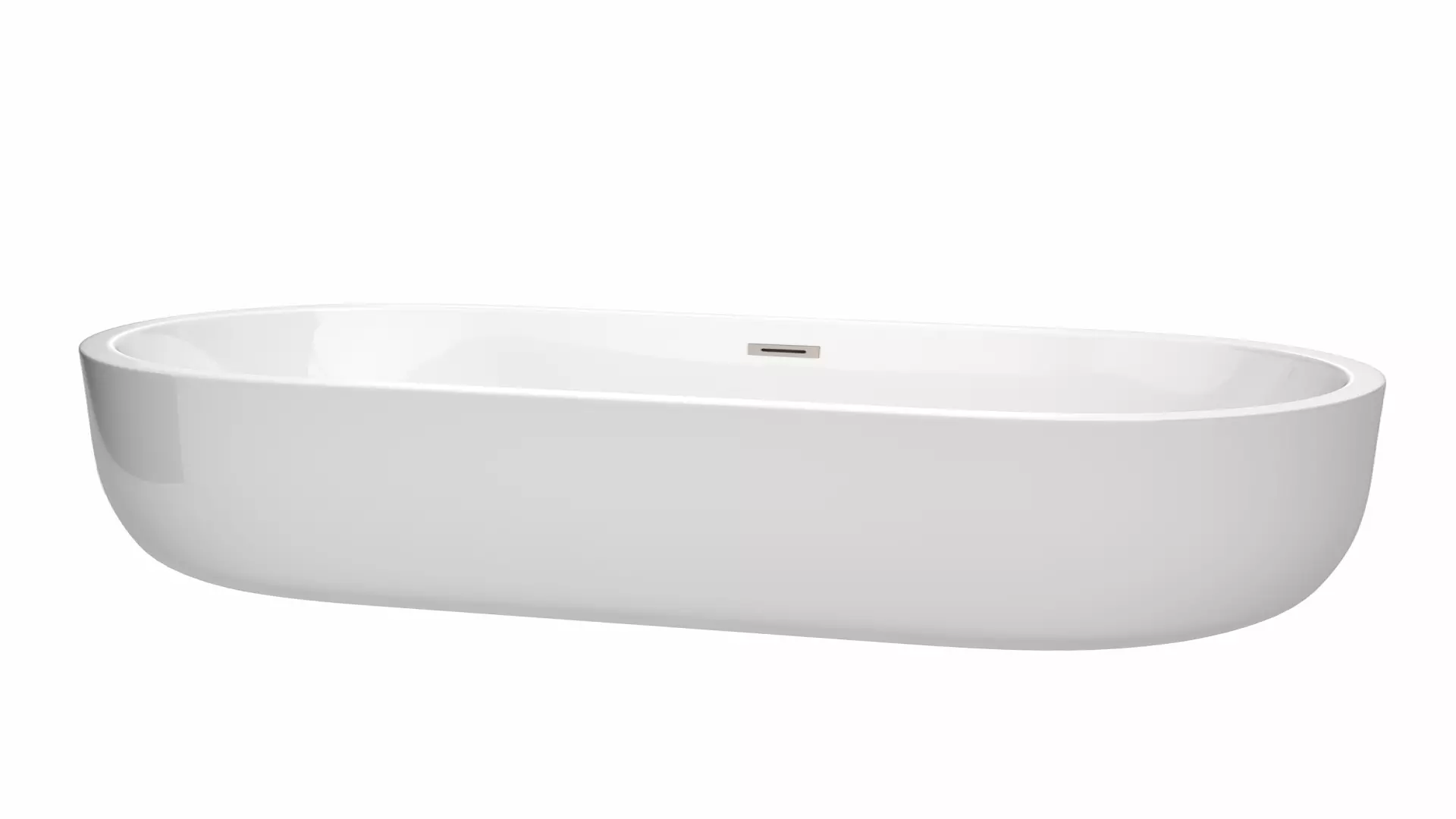 Juliette 71 Inch Freestanding Bathtub in White with Brushed Nickel Drain and Overflow Trim material