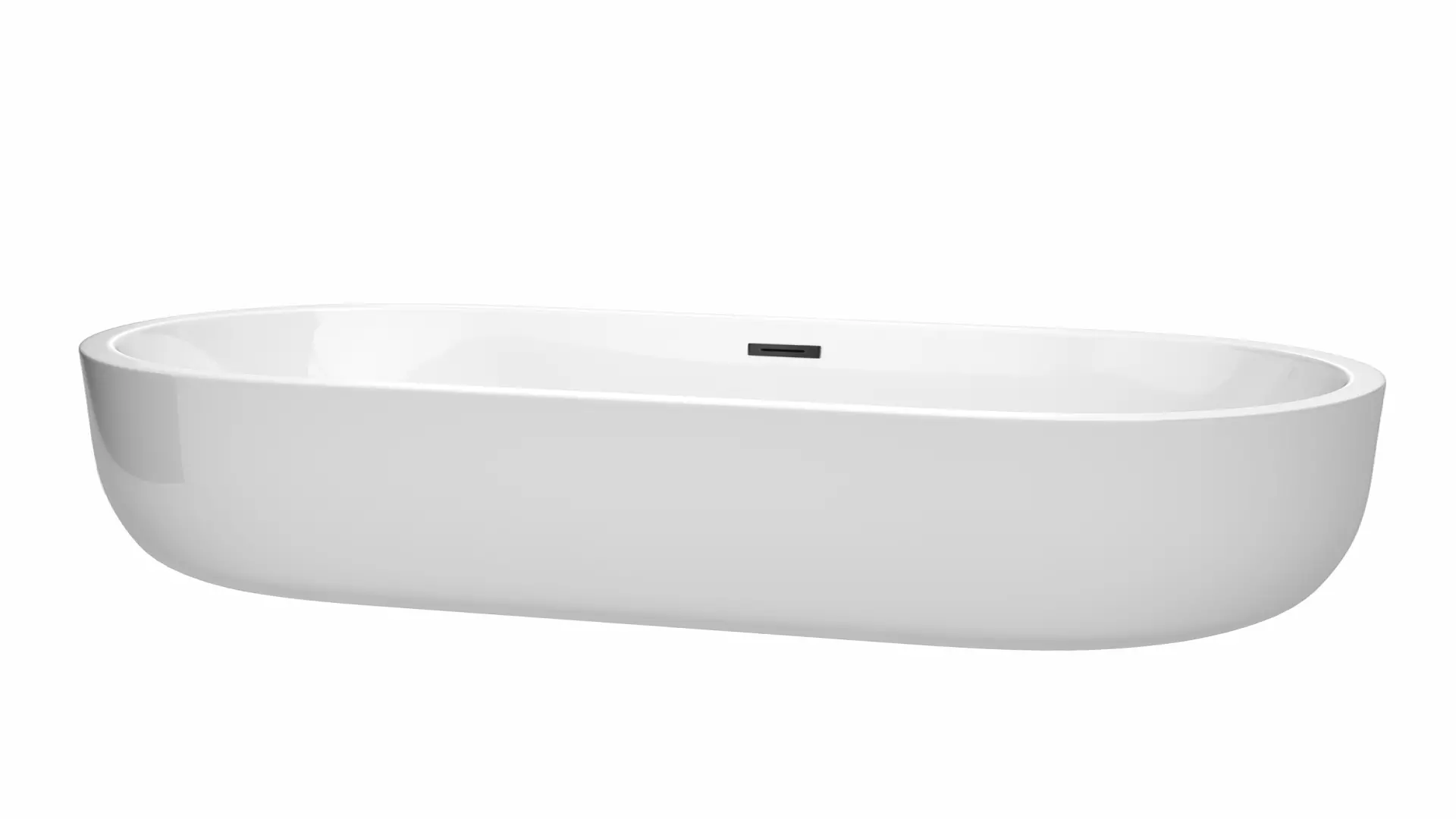 Juliette 71 Inch Freestanding Bathtub in White with Matte Black Drain and Overflow Trim material