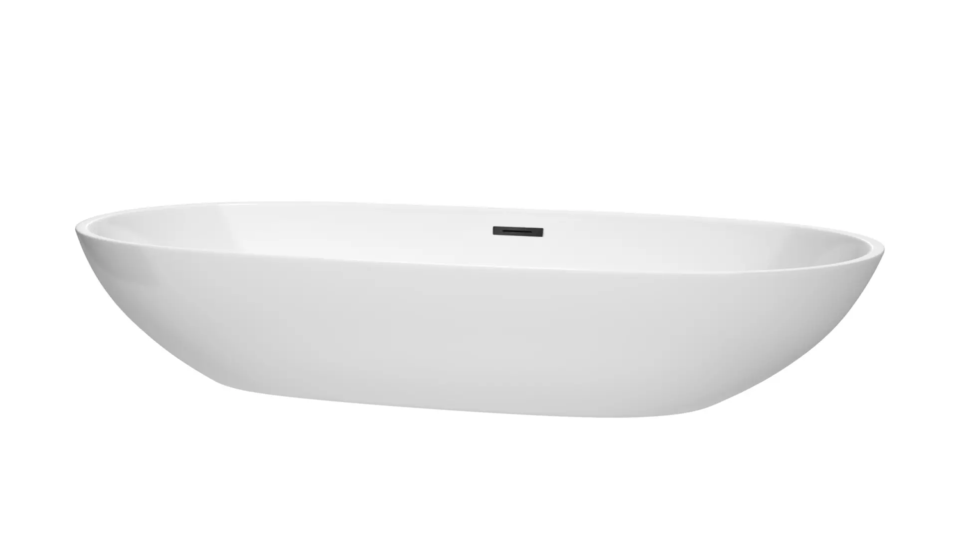 Juno 67 Inch Freestanding Bathtub in White with Matte Black Drain and Overflow Trim material