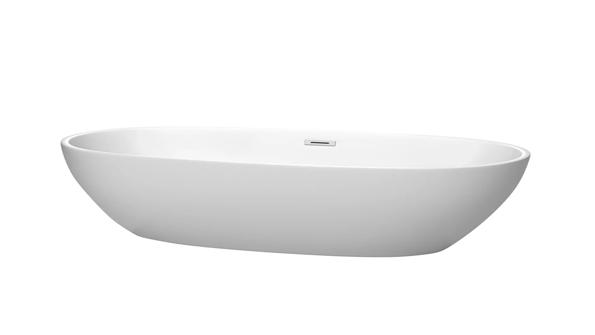 Juno 63 Inch Freestanding Bathtub in Matte White with Polished Chrome Drain and Overflow Trim material
