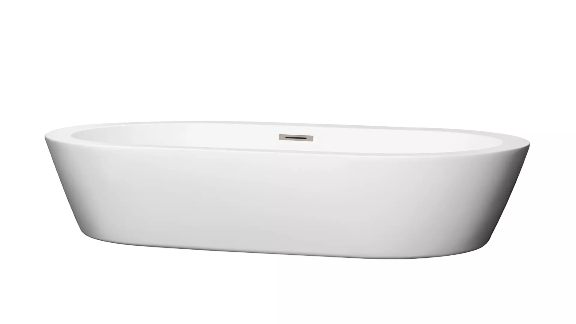 Mermaid 60 Inch Freestanding Bathtub in White with Brushed Nickel Drain and Overflow Trim material