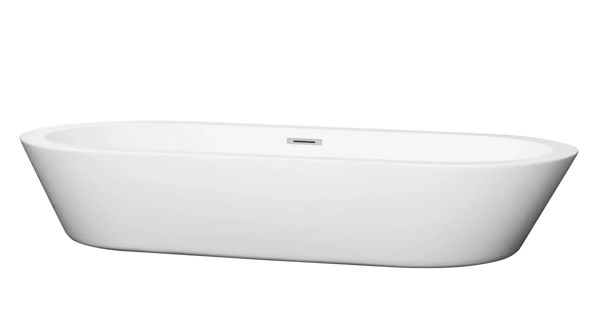 Mermaid 67 Inch Freestanding Bathtub in White with Polished Chrome Drain and Overflow Trim material