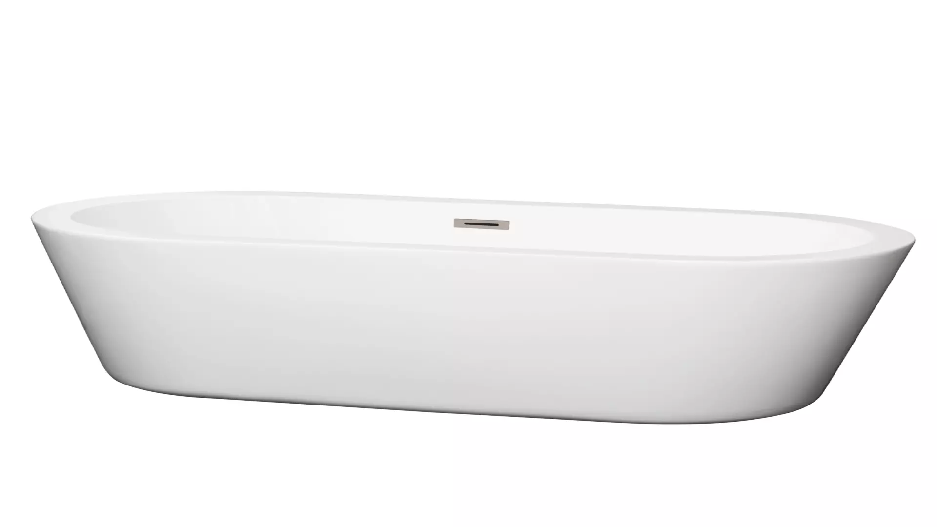 Mermaid 67 Inch Freestanding Bathtub in White with Brushed Nickel Drain and Overflow Trim material