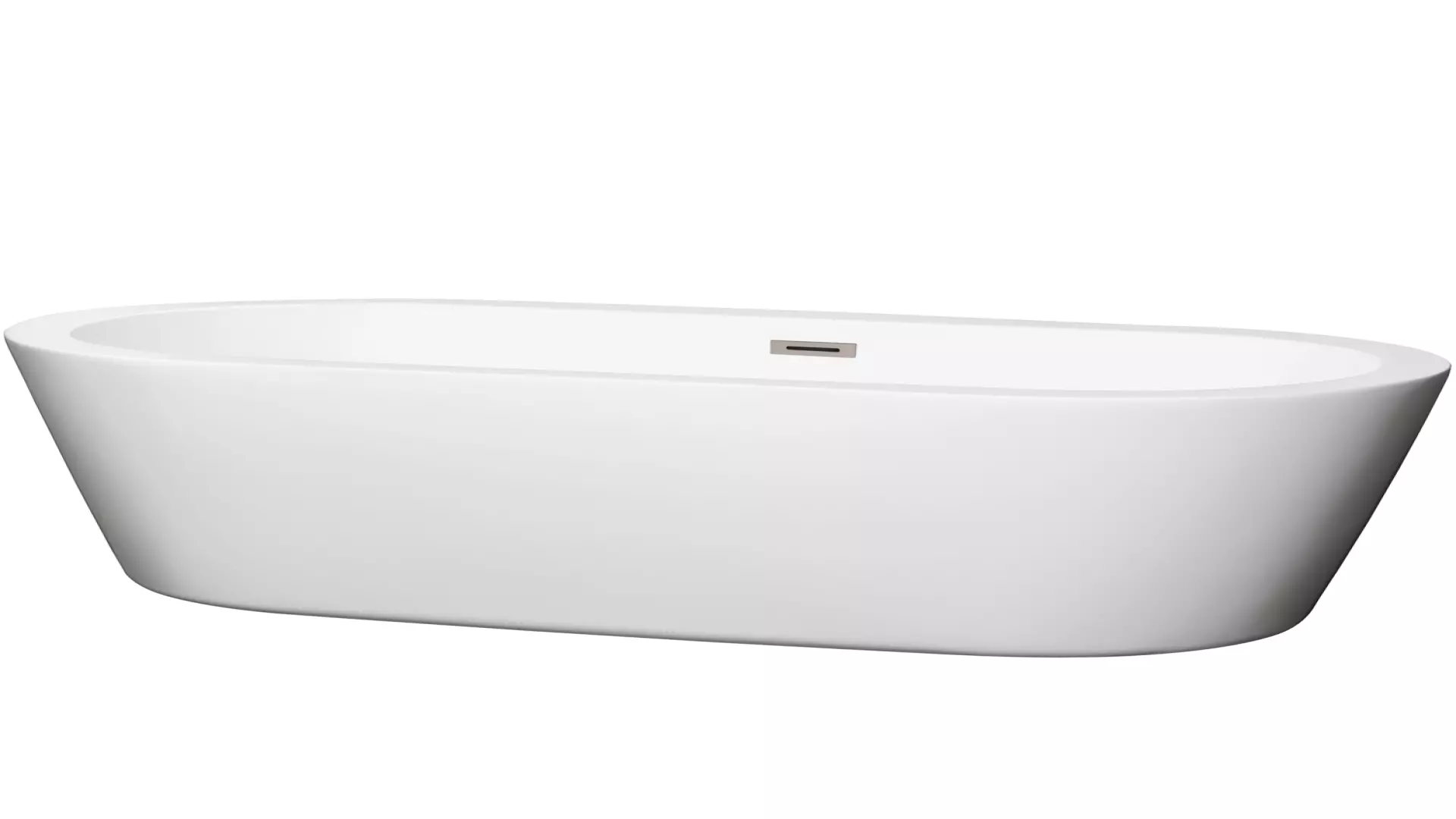 Mermaid 71 Inch Freestanding Bathtub in White with Brushed Nickel Drain and Overflow Trim material