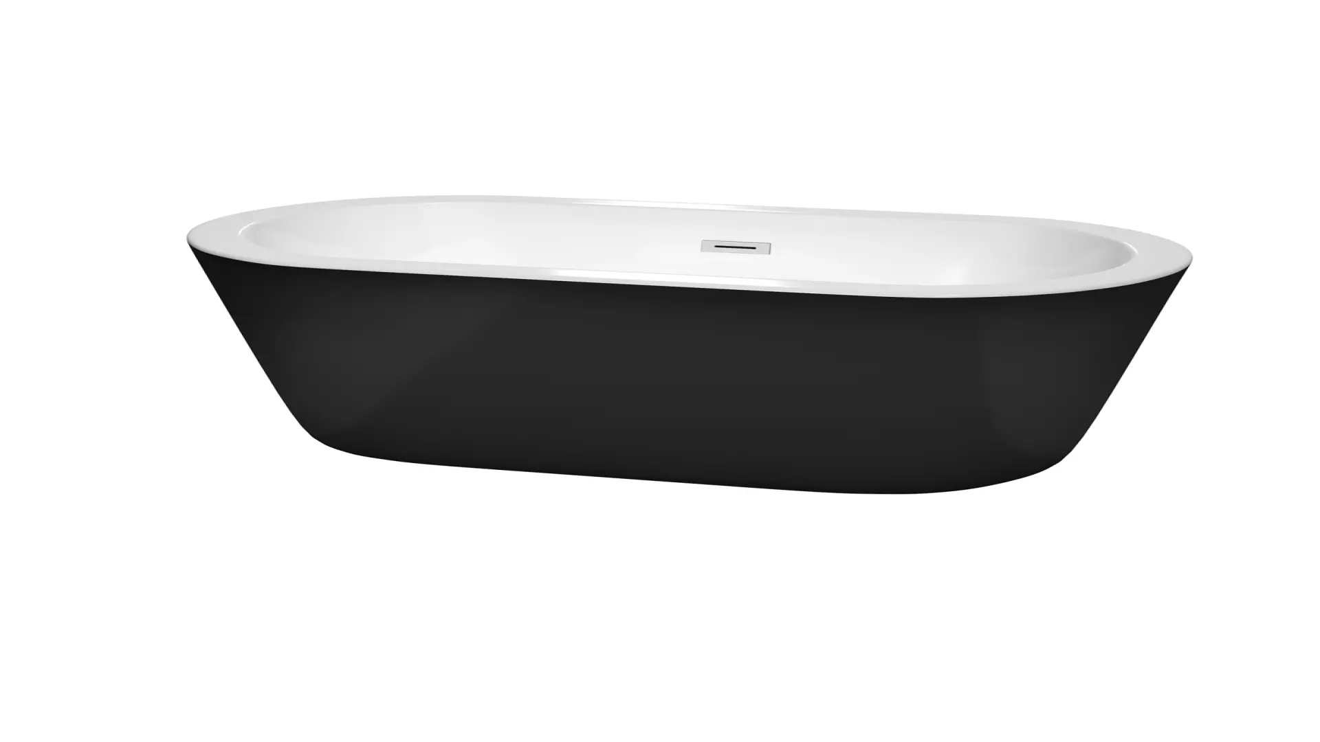 Mermaid 60 Inch Freestanding Bathtub in Black with White Interior with Polished Chrome Drain and Overflow Trim material