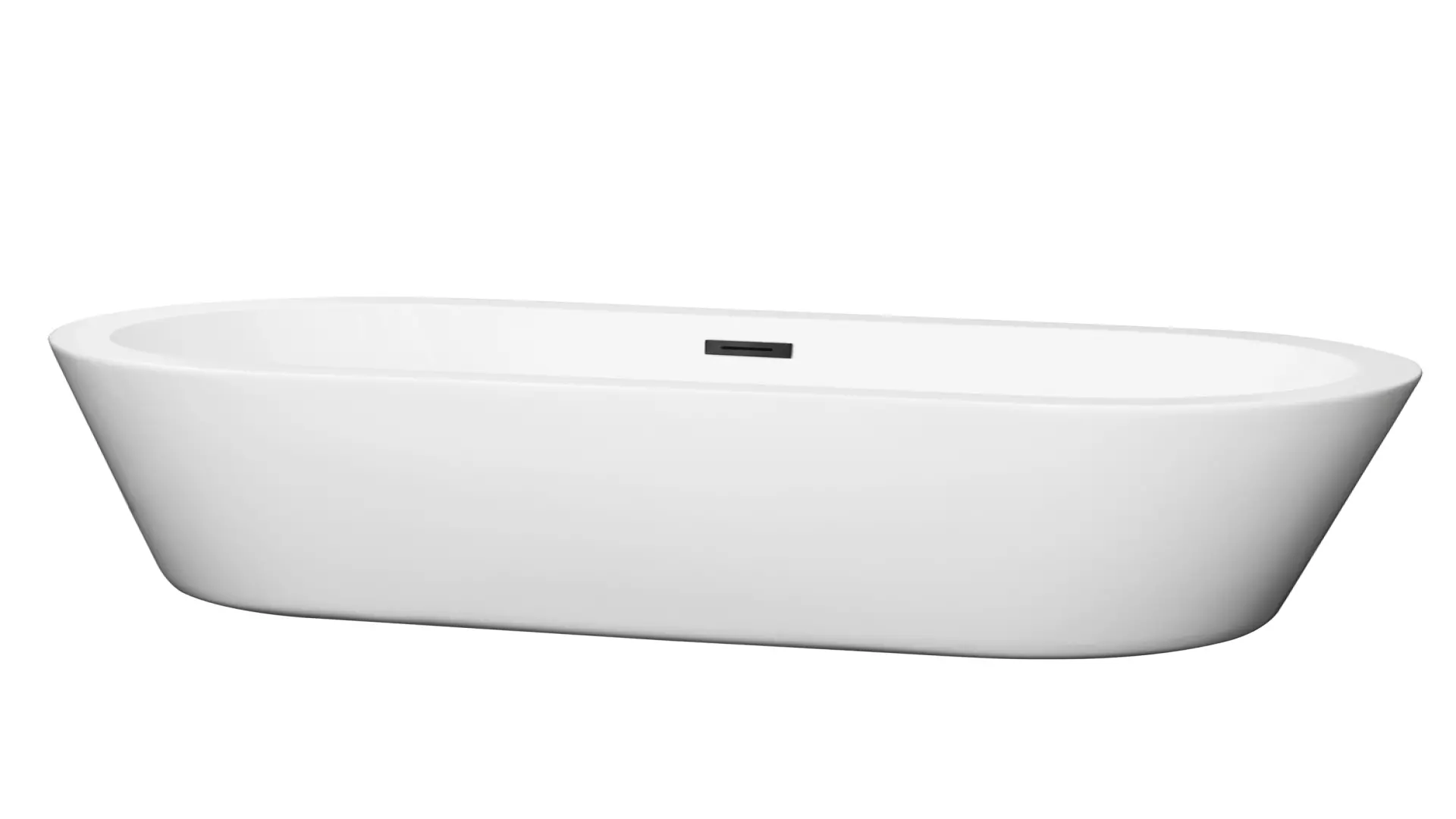 Mermaid 67 Inch Freestanding Bathtub in White with Matte Black Drain and Overflow Trim material