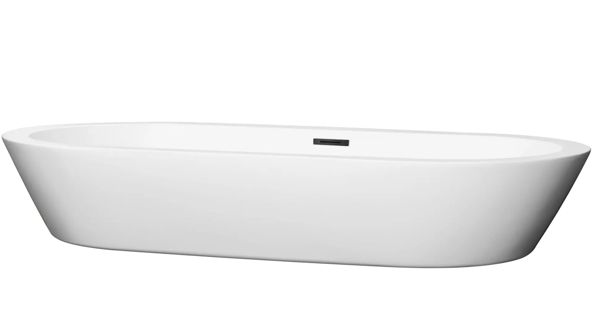 Mermaid 71 Inch Freestanding Bathtub in White with Matte Black Drain and Overflow Trim material
