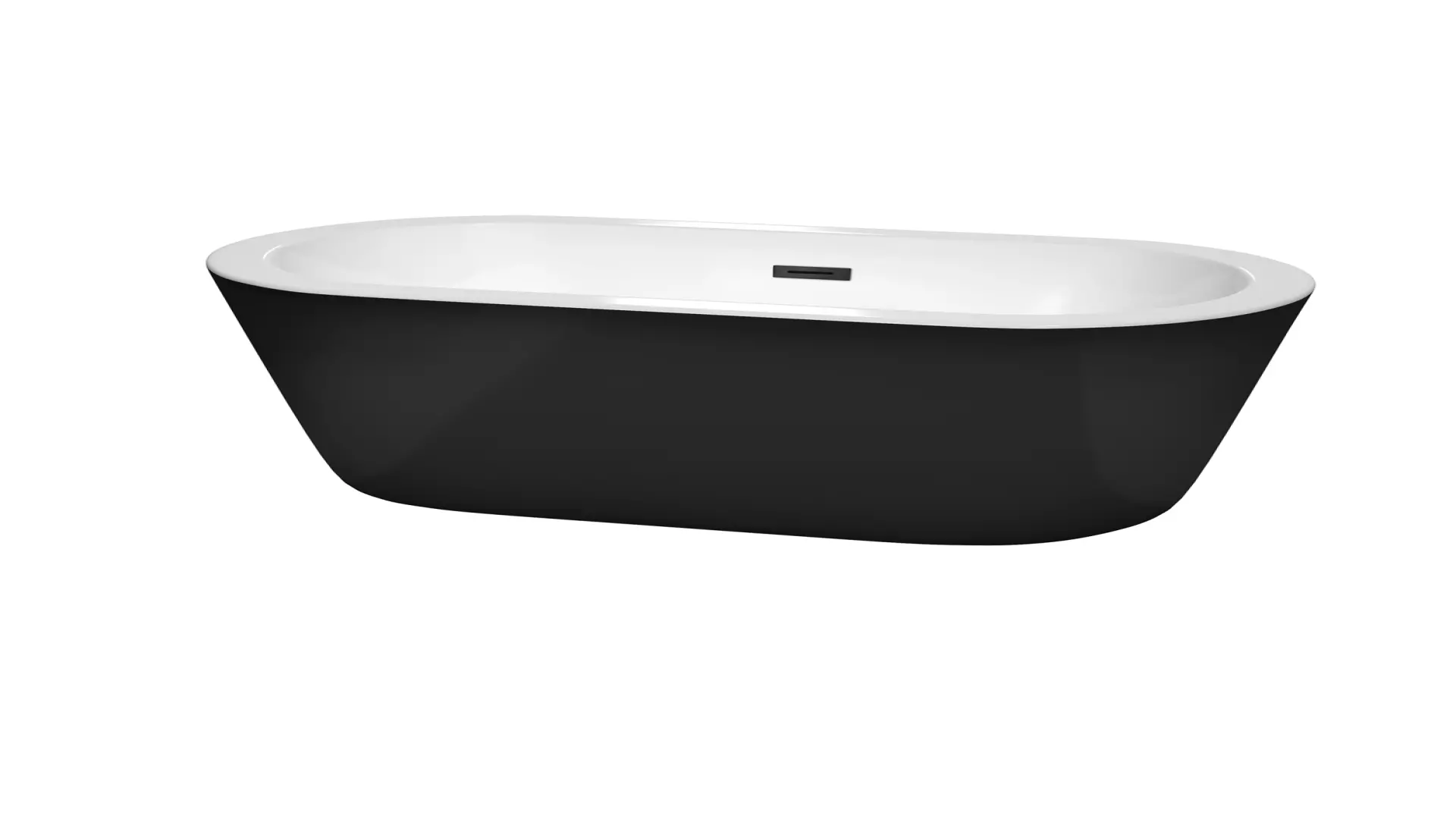 Mermaid 60 Inch Freestanding Bathtub in Black with White Interior with Matte Black Drain and Overflow Trim material