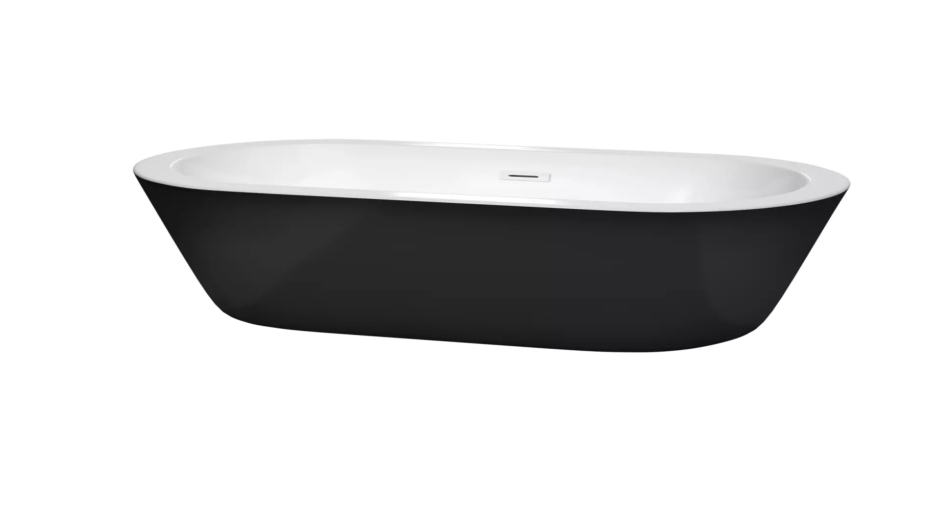 Mermaid 60 Inch Freestanding Bathtub in Black with White Interior with Shiny White Drain and Overflow Trim material