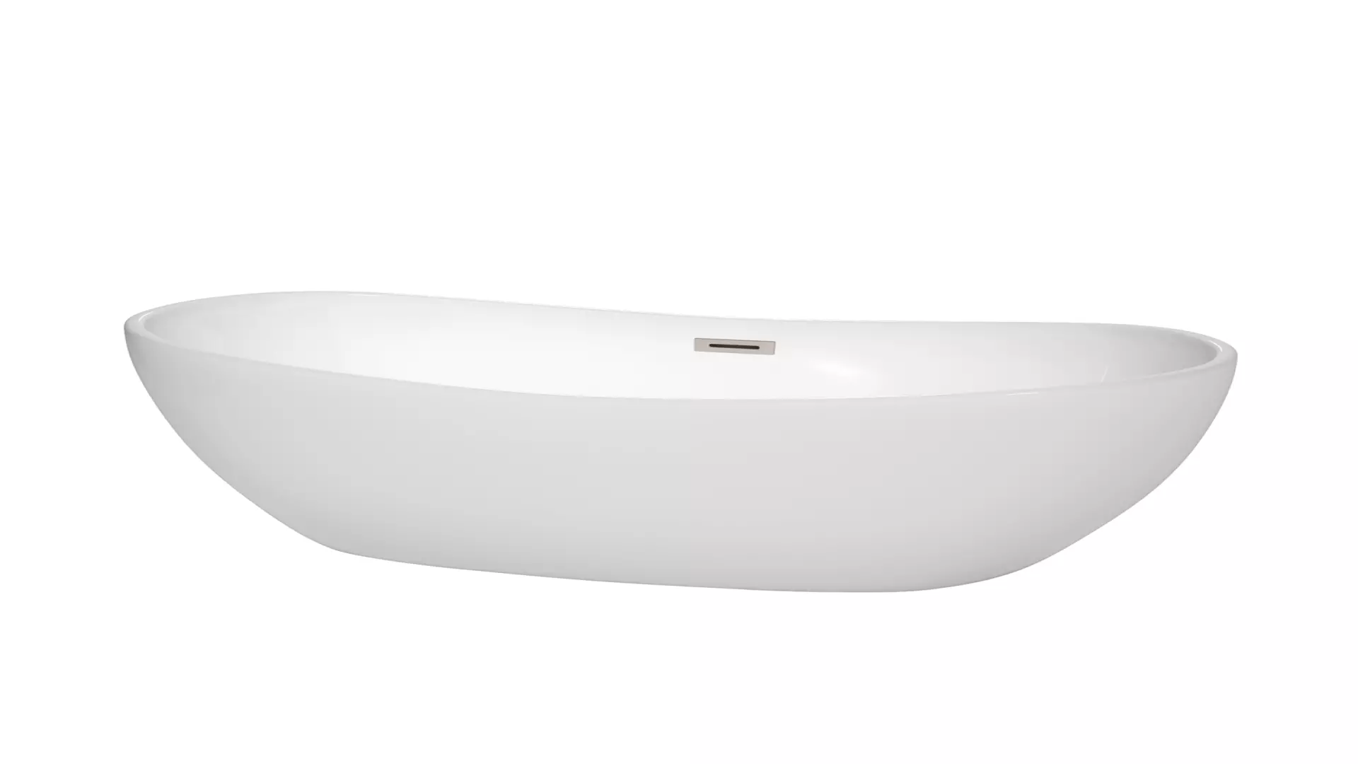 Rebecca 65 Inch Freestanding Bathtub in White with Brushed Nickel Drain and Overflow Trim material