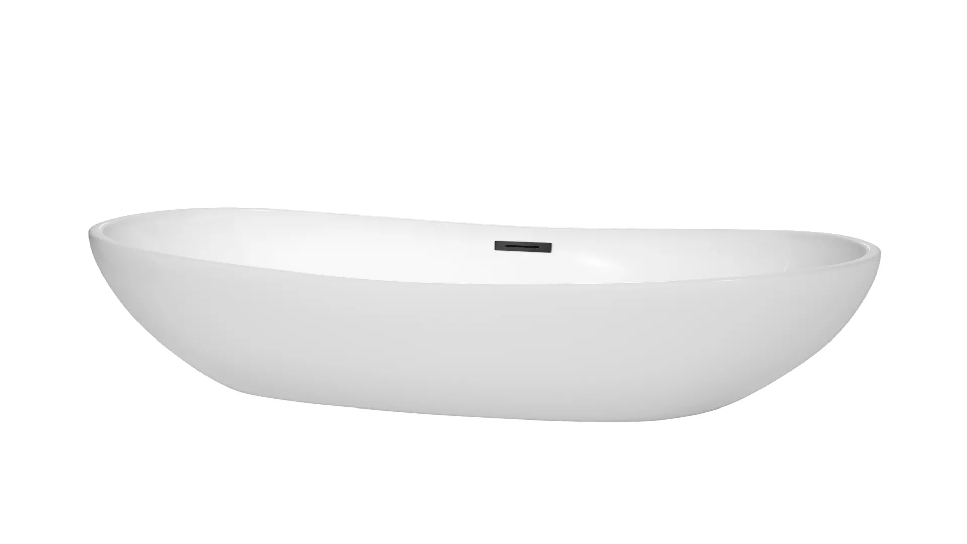 Rebecca 65 Inch Freestanding Bathtub in White with Matte Black Drain and Overflow Trim material