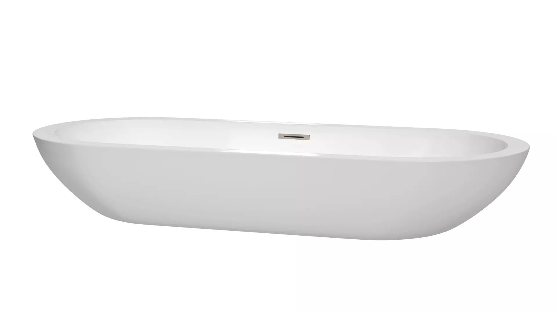 Soho 72 Inch Freestanding Bathtub in White with Brushed Nickel Drain and Overflow Trim material