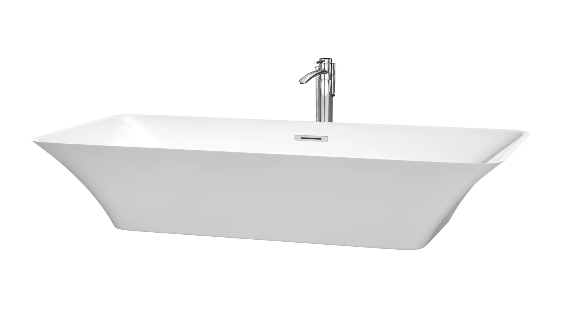 Tiffany 59 Inch Freestanding Bathtub in White with Floor Mounted Faucet, Drain and Overflow Trim in Polished Chrome material