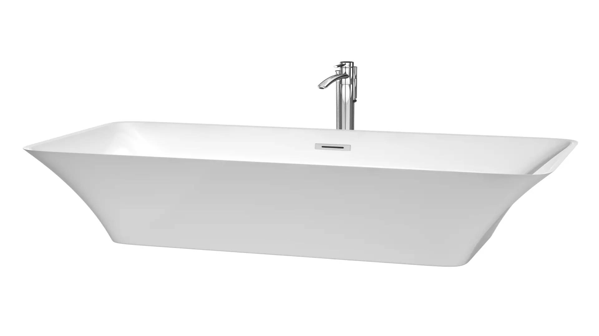 Tiffany 67 Inch Freestanding Bathtub in White with Floor Mounted Faucet, Drain and Overflow Trim in Polished Chrome material