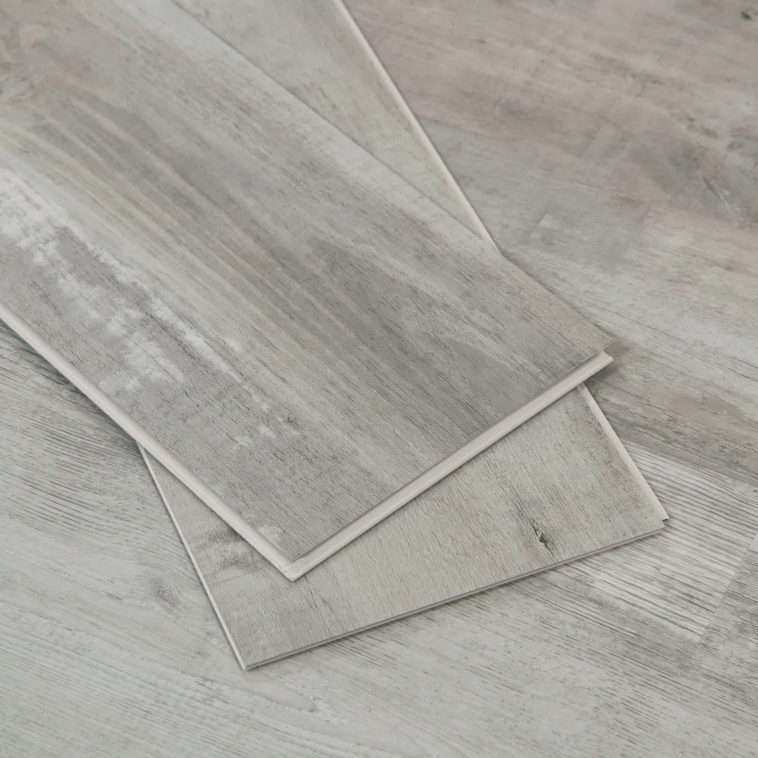 Builder's Choice Gray Ash Wide+ Click Vinyl Plank Flooring with Attached Pad, 23.77sq.ft./box, 10 planks, 48" x 7-1/8" x 3/16" material