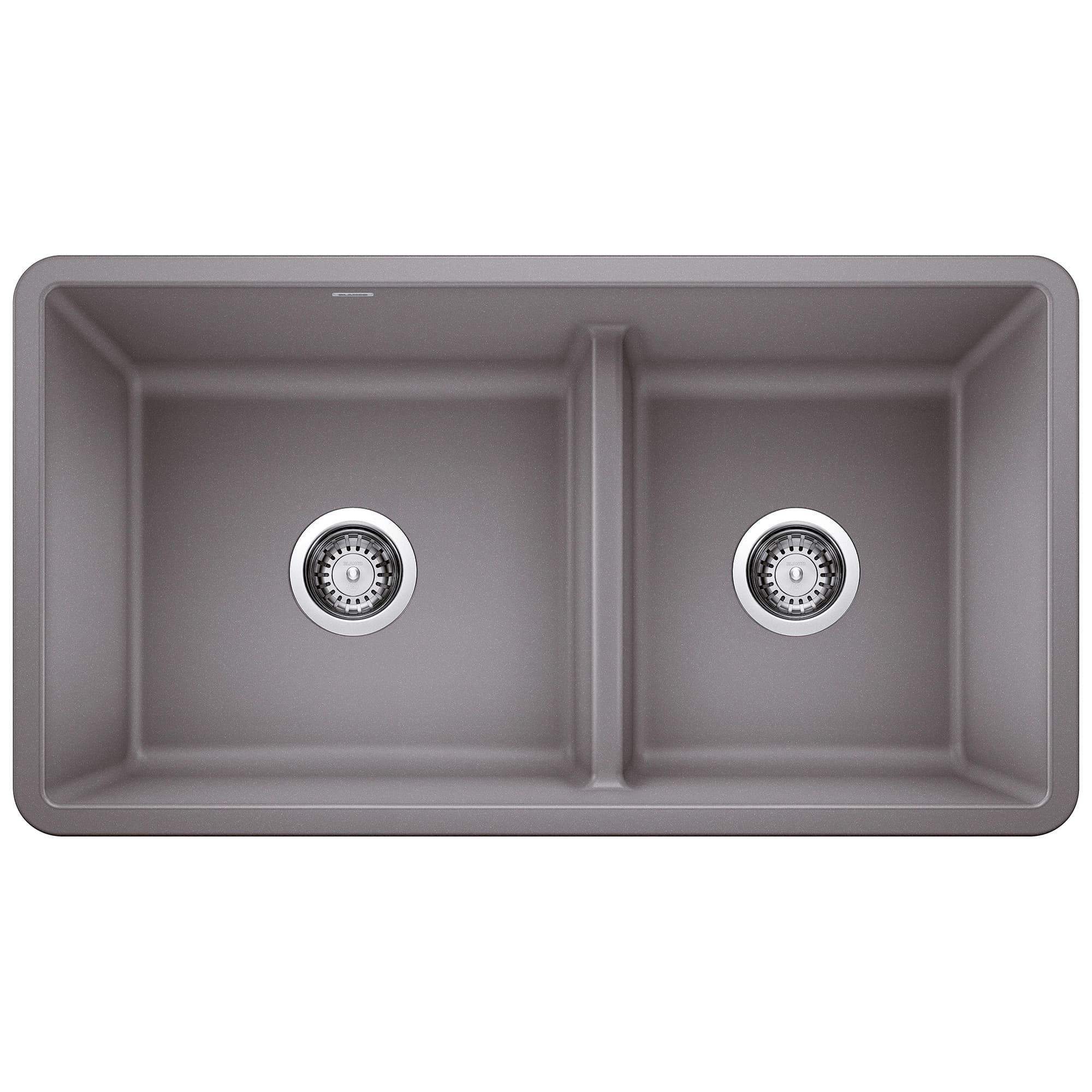 Precis Reversible 1-3/4 Double Bowl Kitchen Sink with Low Divide - Metallic Gray material
