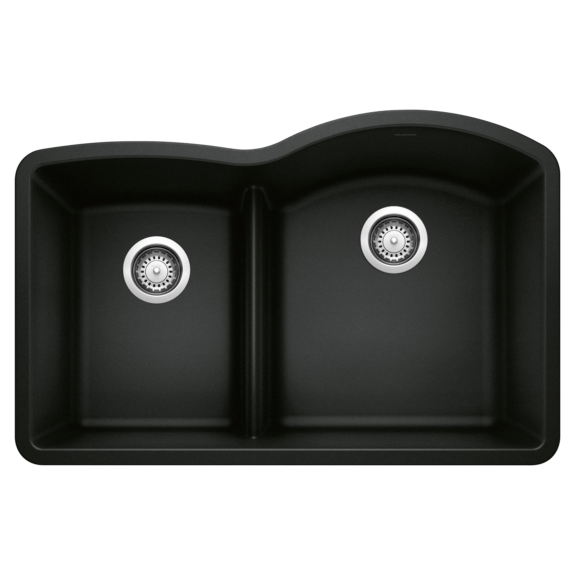 Diamond 1-3/4 Reverse Double Bowl Kitchen Sink with Low Divide - Coal Black material