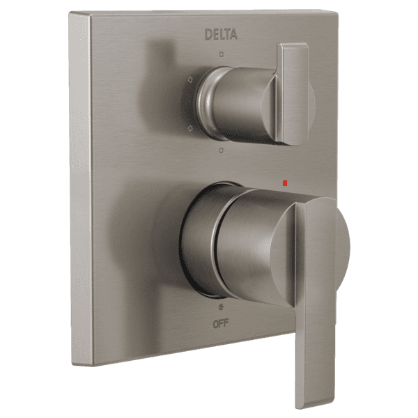 Delta Ara®: Angular Modern Monitor® 14 Series Valve Trim with 6-Setting Integrated Diverter material