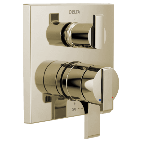 Delta Ara®: Angular Modern Monitor® 17 Series Valve Trim with 3-Setting Integrated Diverter material