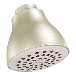 Brushed nickel one-function 2-1/2" diameter spray head eco-performance showerhead material