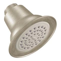 Brushed nickel one-function 3-1/2" diameter spray head eco-performance showerhead material