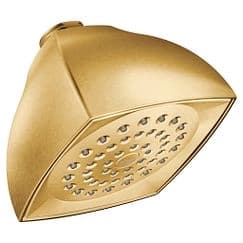 Brushed gold one-function 4-1/16" diameter spray head eco-performance showerhead material