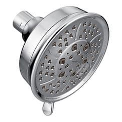 Chrome four-function 4-3/8" diameter spray head eco-performance showerhead material