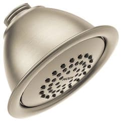 Brushed nickel one-function 4" diameter spray head eco-performance showerhead material