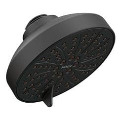 Matte black six-function 4.5" diameter spray head eco-performance showerhead material