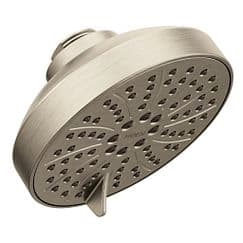 Brushed nickel six-function 4.5" diameter spray head eco-performance showerhead material
